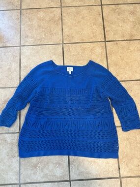 St. John's Bay Royal Blue Crochet Knit Top
